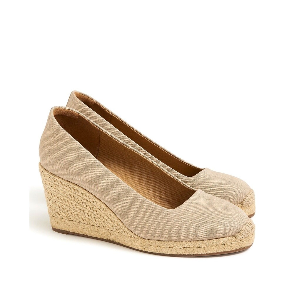 J. Crew Canvas Espadrille Wedges Womens 8 Flax Tan Heels